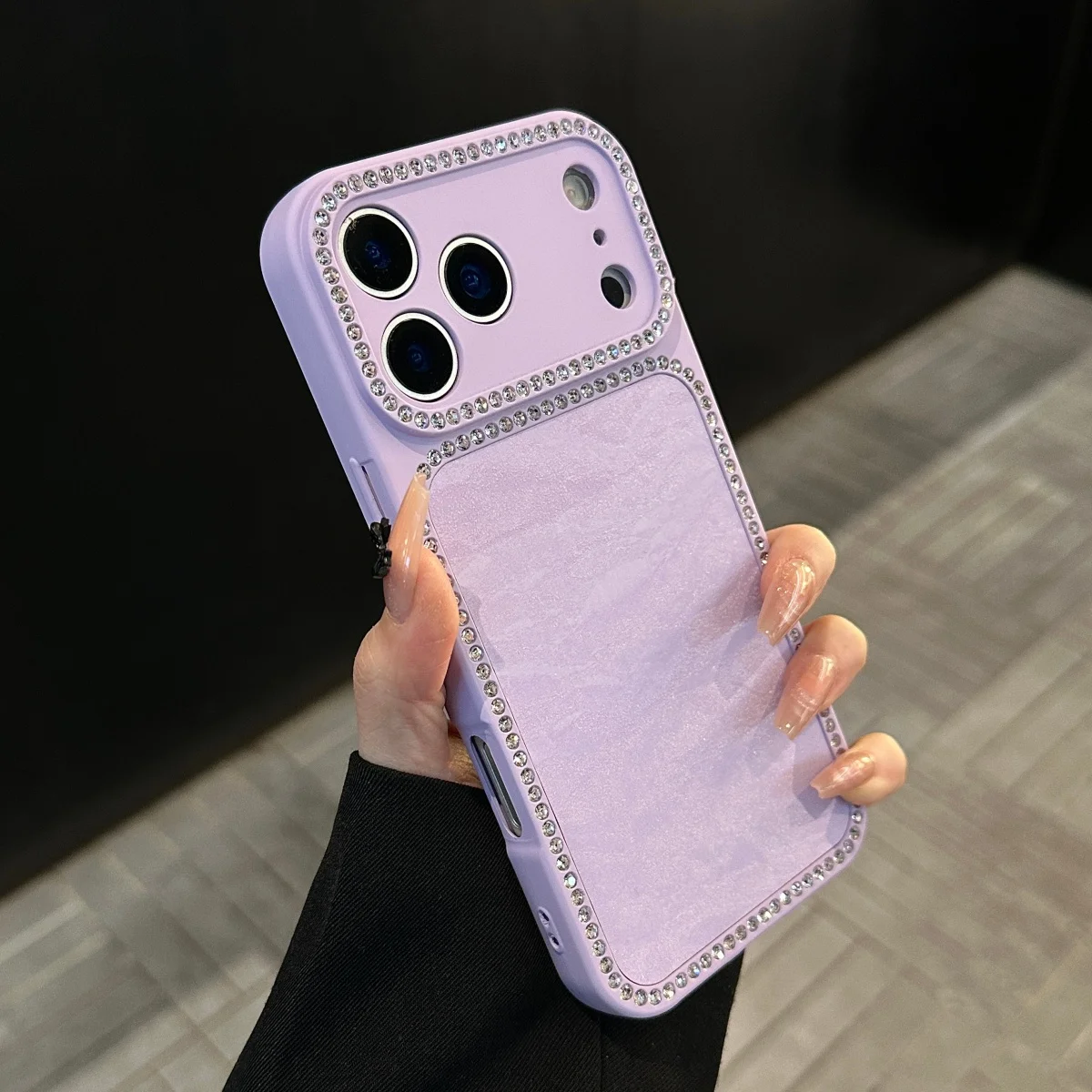 Capa De Celular De Veludo Brilhante Com Estampa De Montanha Nevada (roxa) Para Iphone 13, Resistente A Impactos.