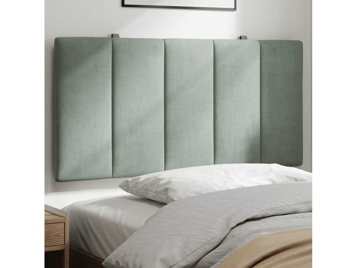 Vidaxl Almofadão De Cabeceira Hanko 100 Cm Veludo Cinzento-claro