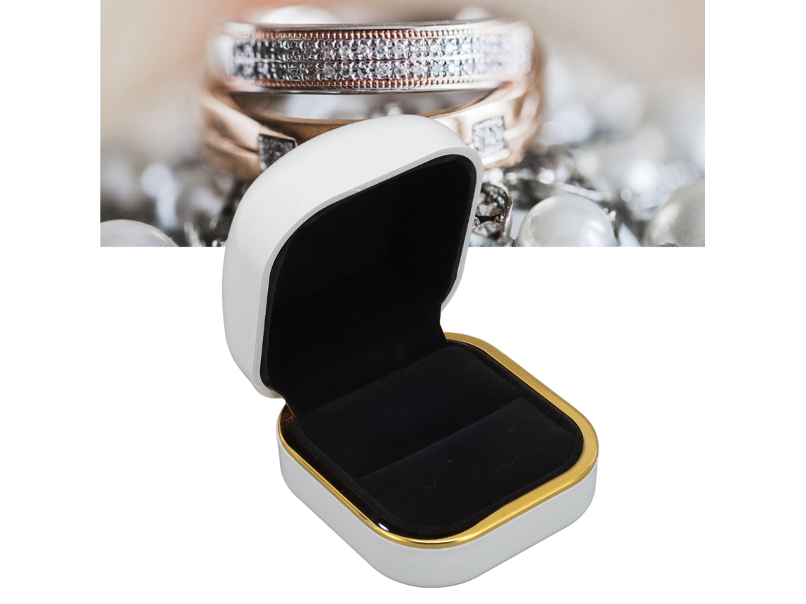 Caixa De Anel Led Com Forro De Seda, Caixa De Joias Romântica E Luxuosa Com Luz Led Para Aniversário E Boda Branca