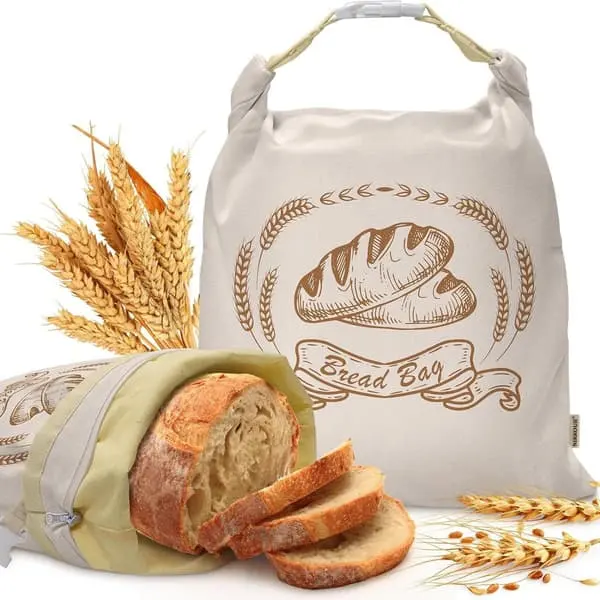 Conjunto De 2 Sacos Reutilizáveis Para Conservar Pão Caseiro, Em Algodão Orgânico E Cera De Abelha, 43 × 30, Adequado Ao Congelador