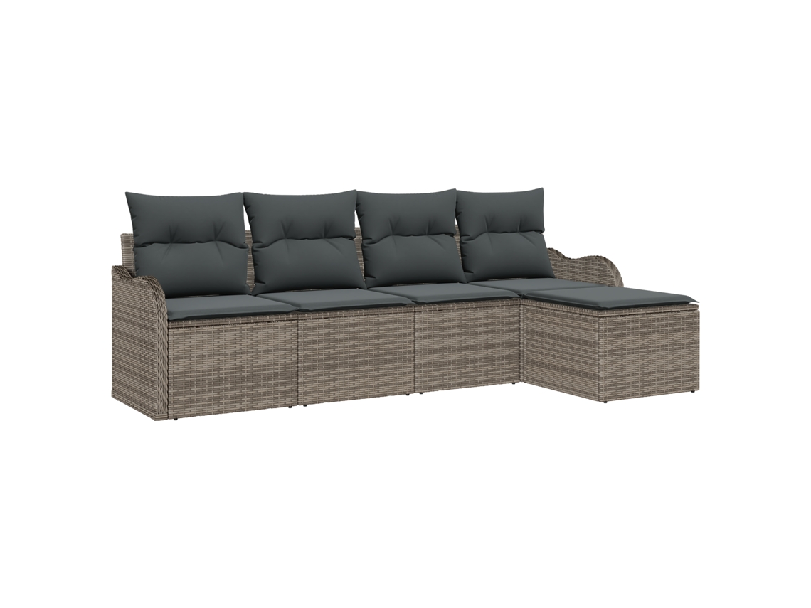 Conjunto 5 Sofá De Jardim Vidaxl Cinzento Vime Pe (231 X 117 X 69 Cm)