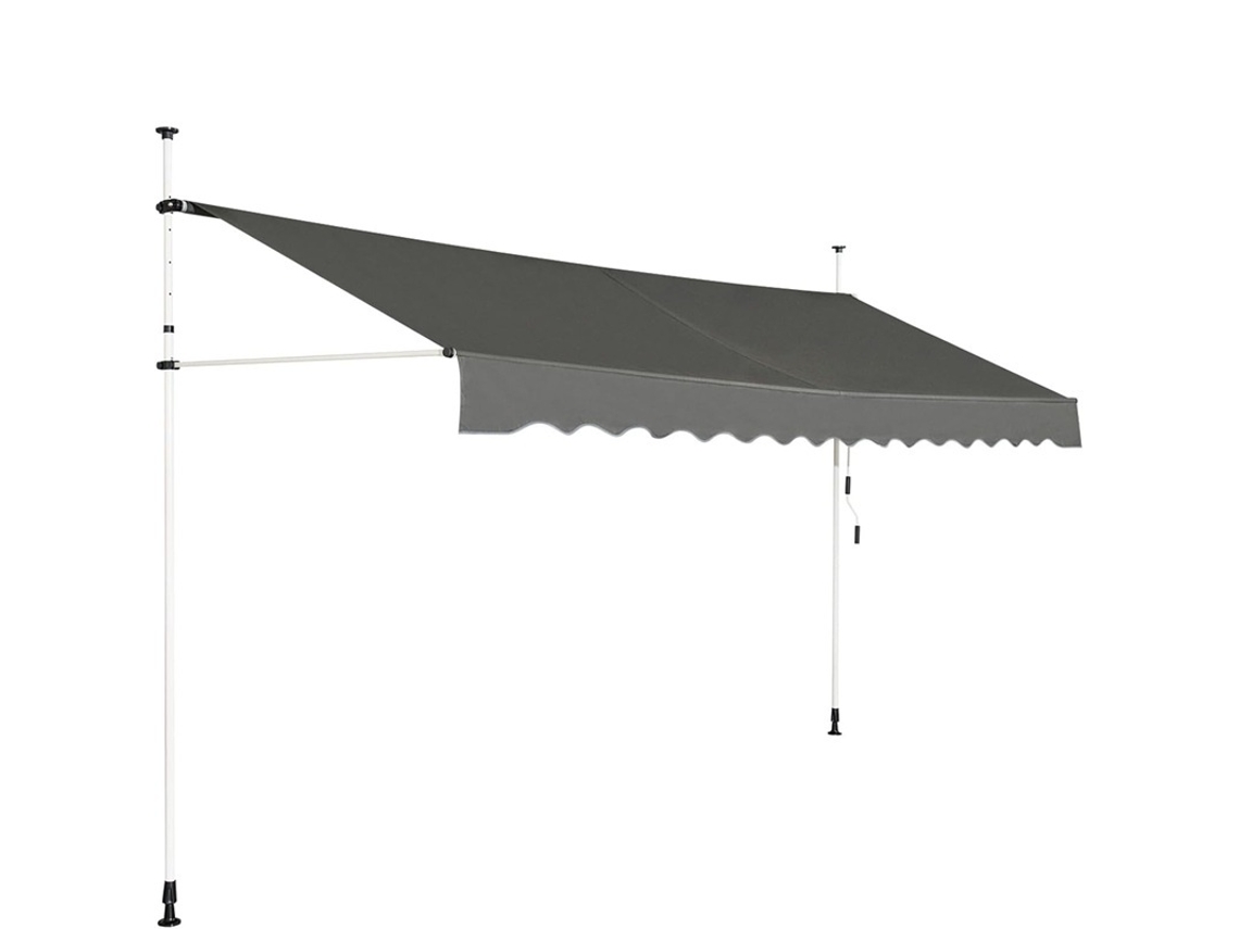 Toldo para Varanda COSTWAY Manual com Manivela (350 X 125 Cm Algodão com Revestimento em Pu Cinzento)
