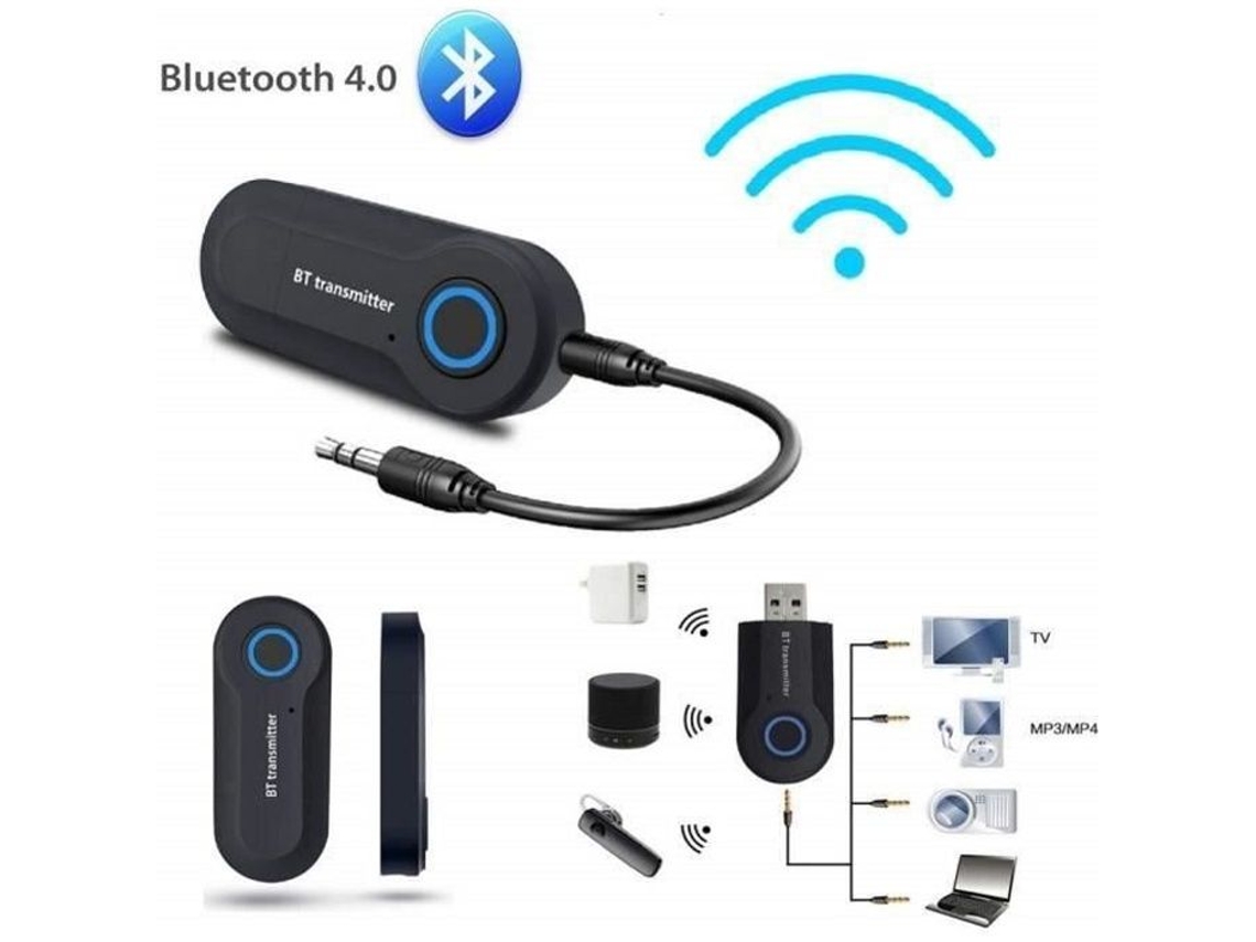 Adaptador Bluetooth Áudio, 2 Em 1, Aux, Usb