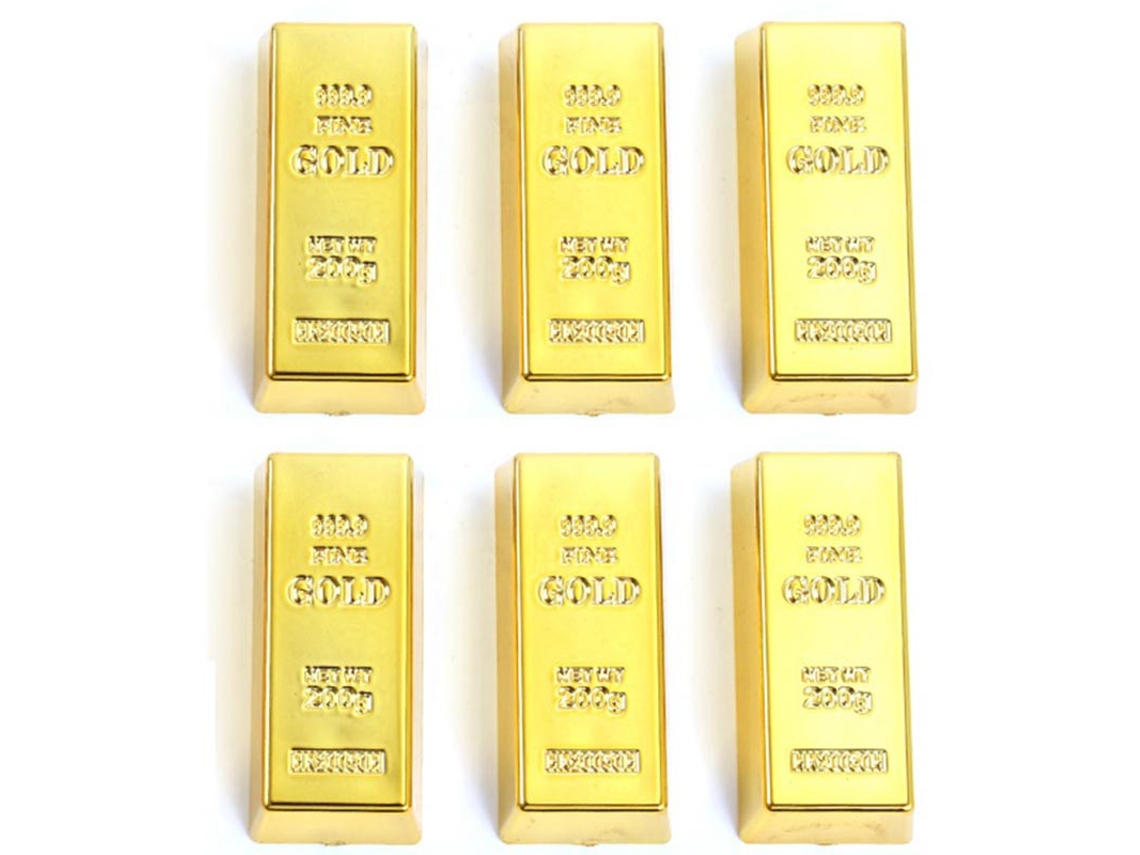 Pacote de 6 lingotes de imitação de ouro