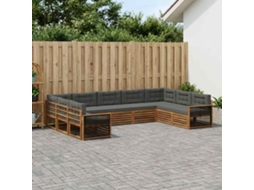Vidaxl Conjunto De Sofás Para Exterior 9 Unid. Natural E Antracite