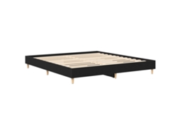 Conjunto 1 Cama De Plataforma Vidaxl Preto Derivados De Madeira (203 X 163 X 25 Cm)