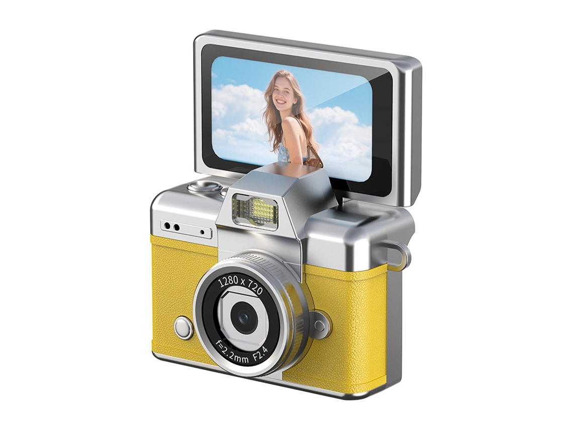 Câmera Infantil Czhhmart Retrô. Tela Basculante.inclui Cartão Tf De 32 Gb (amarelo)