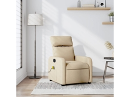 Vidaxl Poltrona De Massagens Reclinável Tecido Cor Creme