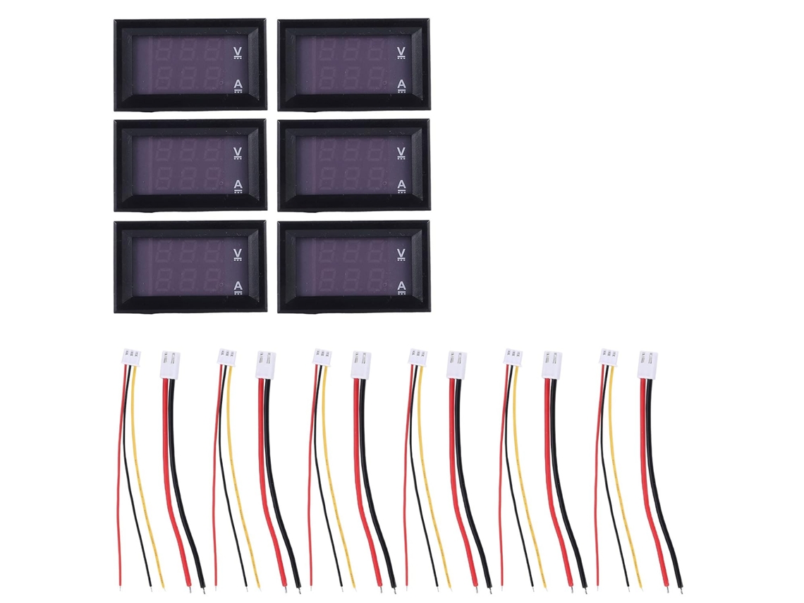 Voltímetro Digital (6 Unidades 100v 10a Colorido Vermelho Led
