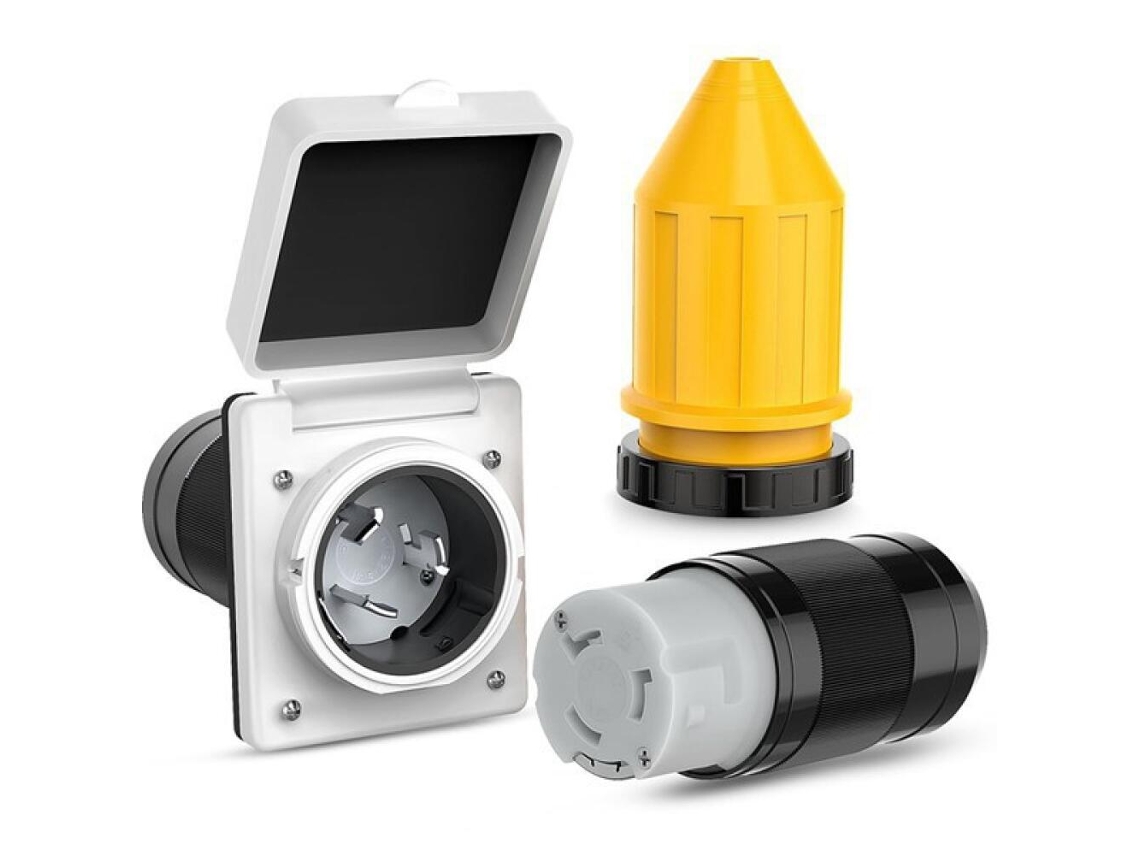 Kit De Alimentação Externa Para Rv 50 A Com Protetor Cabo, Tomada De Entrada 125/250 V, Compatível Com Conectores De Trava Giratória Ss2, 50p E Ss2