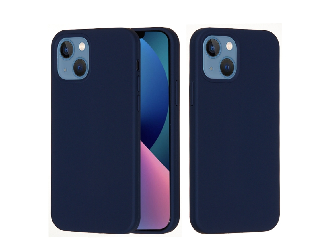 Capa De Silicone Para Iphone 14 - Cor Sólida, Proteção Fina E Antiaderente - Azul Meia-noite