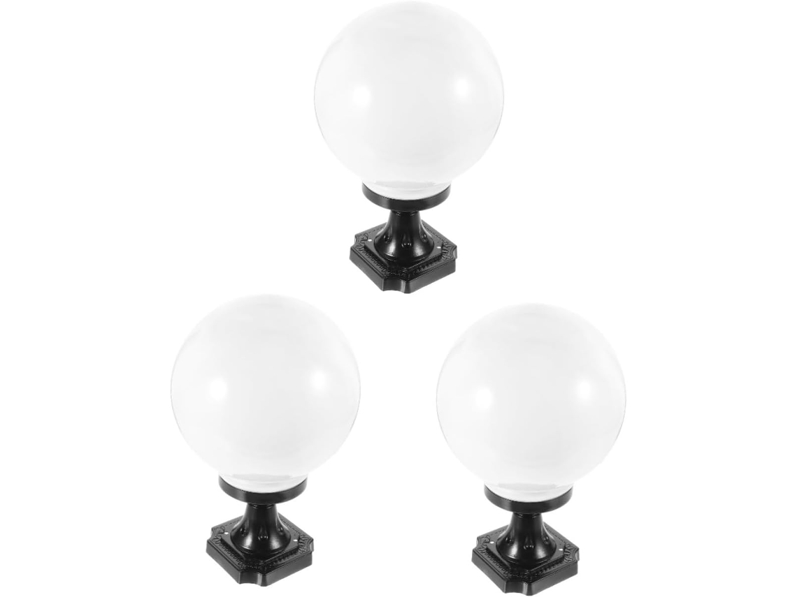 Luminária De Parede Externa Em Acrílico, Conjunto De 3 Peças, Com Globo Esférico E Cúpula Impermeável Para Iluminação De Jardim.
