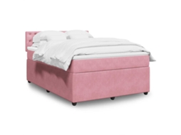 Vidaxl Cama Com Molas/colchão 140x200 Cm Veludo Rosa
