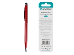 Caneta 2 Em 1 Novoteck Np 07 Esferográfica E Touch Screen, Compatível Com Dispositivos Capacitivos, Disponível Em Múltiplas Cores Vermelho