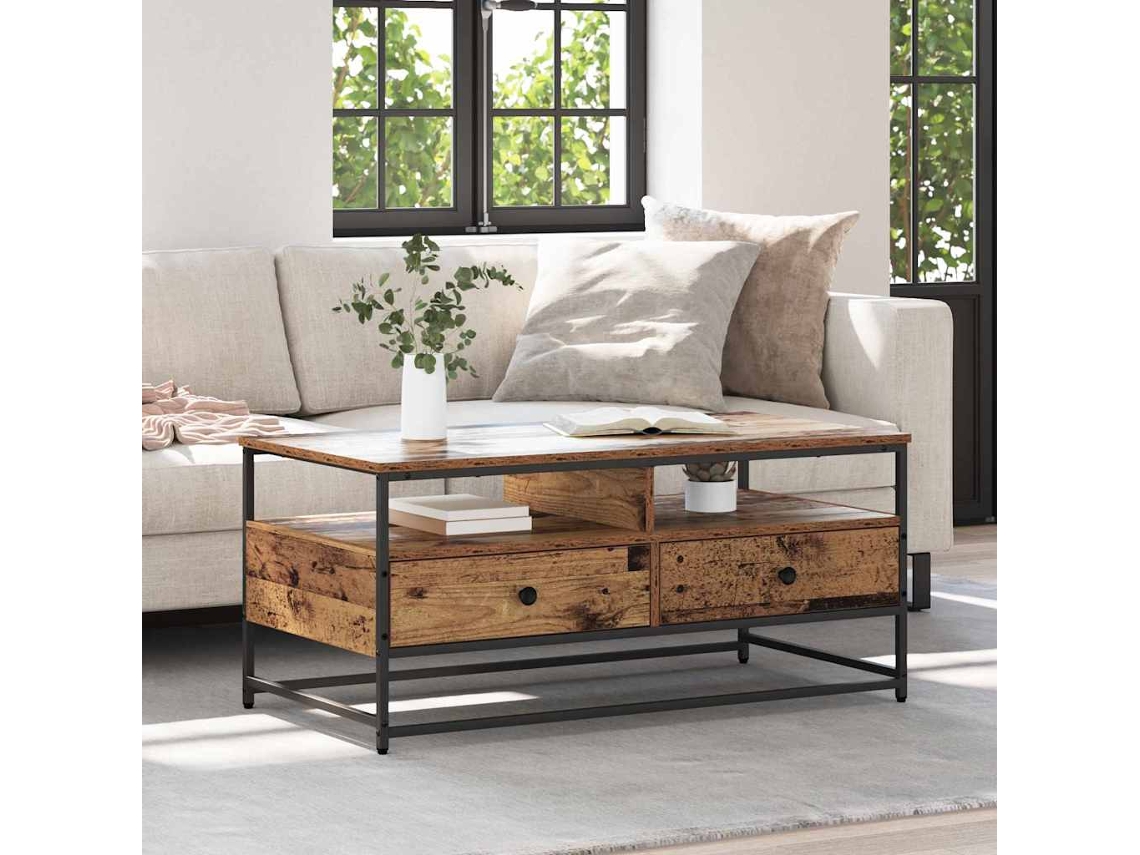 Vidaxl Mesa De Centro Madeira Antiga 100 X 51 X 45 Cm