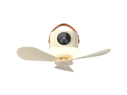 Mini Ventilador Mesa C/ Remoto E Luz Noturna Usb Amarelo Creme