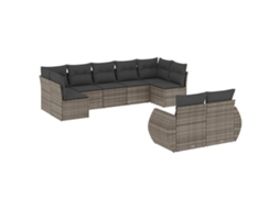 Maison Exclusive - 9 Pcs Conjunto Sofás P/ Jardim Com Almofadões Vime Pe Cinza
