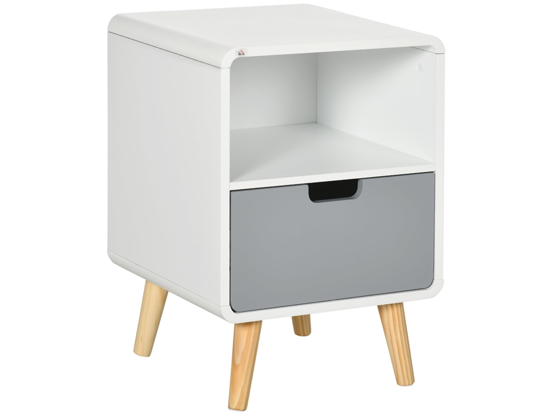 Mesa de cabeceira design escandinavo grande gaveta pintura impermeável 40x38x58cm branco BTFORUS