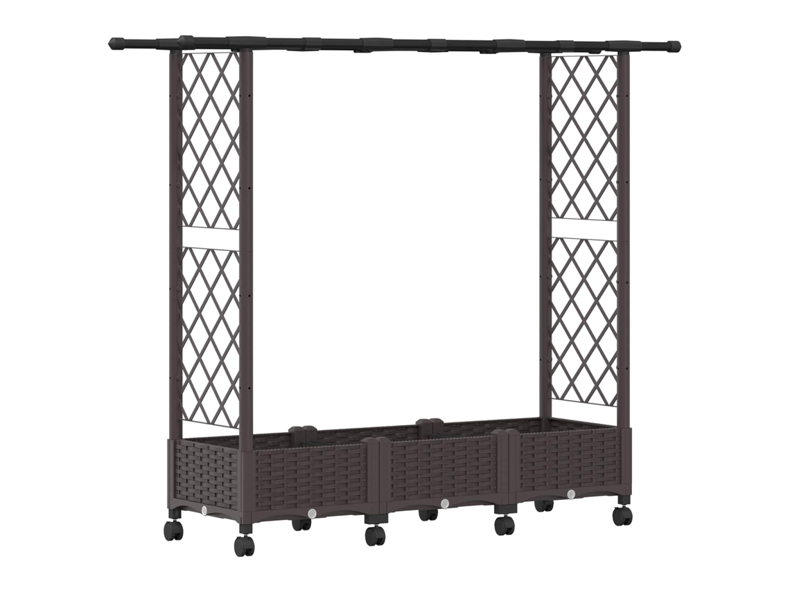 Vidaxl Cama Elevada Com Treliça E Telhado Castanho 164 X 40 X 127 Cm