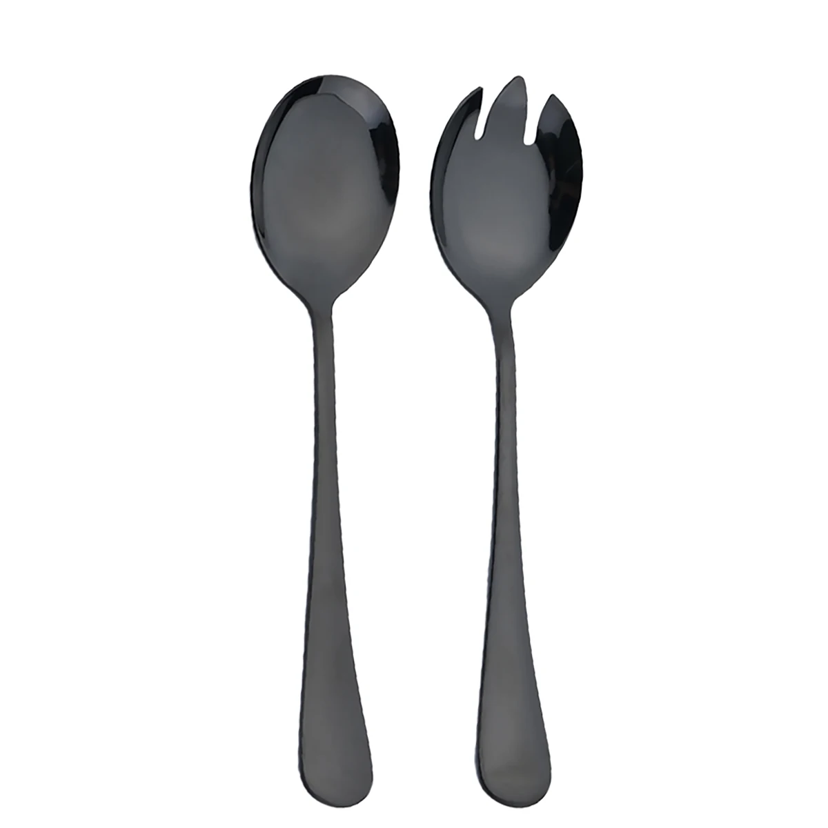 (preto) Conjunto De Duas Peças De Colheres De Sopa E Colheres De Salada Em Aço Inoxidável Estilo Europeu, Utensílios De Cozinha E Acessórios De Mesa.