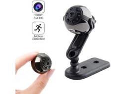 Mini câmera espiã 1080P HD DV portátil com visão noturna infravermelha e detecção de movimento, preta.