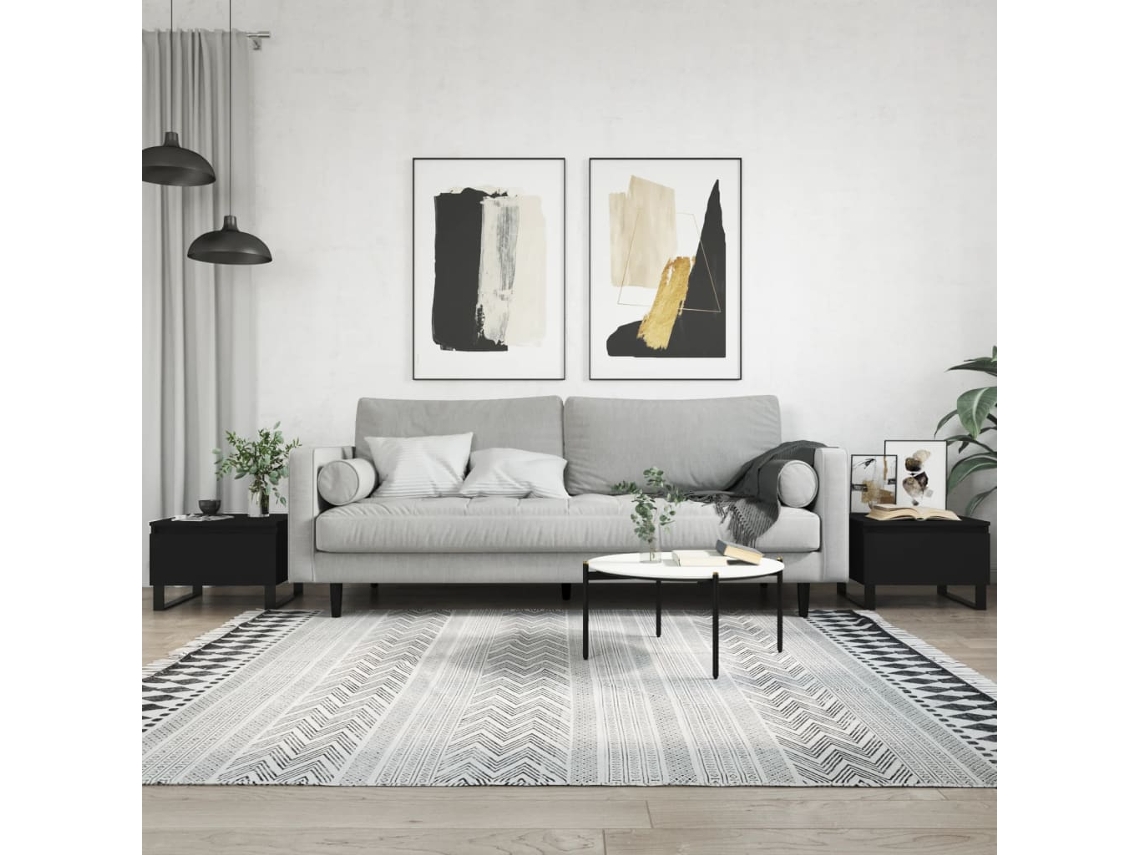 Vidaxl Mesas De Centro 2 Pcs 50x46x35 Cm Derivados De Madeira Preto