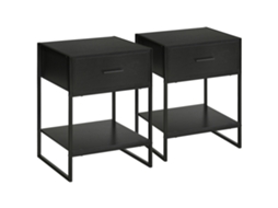 Conjunto De 2 Mesas De Cabeceira Modernas, 2 Criados-mudos Para Quarto E Sala, Com Gaveta E Prateleira Aberta, Design Em Mdf E Aço