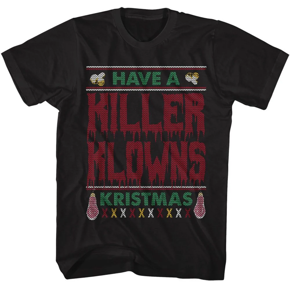 Rockinstone Killer Klowns Ugly Sweater Black Adult T-shirt Size:s