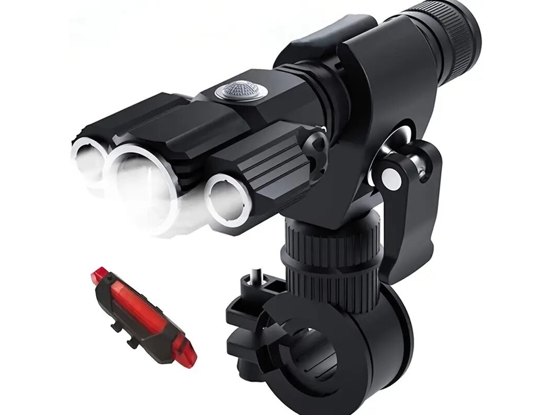 1farol De Bicicleta Recarregável Usb Super Brilhante Com Ajuste Multiângulo E Luz Traseira À Prova D'água