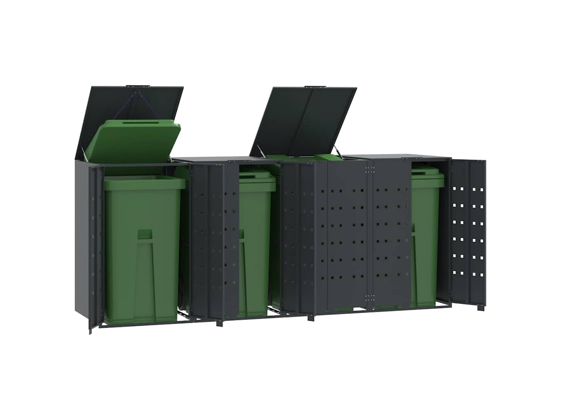 Vidaxl Abrigo Para 4 Caixotes Do Lixo 276x79x117 Cm Aço Antracite
