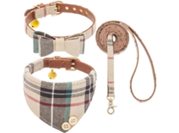 Conjunto Coleira E Trela Com Laço E Sino Pequenos