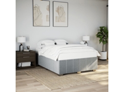 Estrutura De Cama Sem Colchão 160x200 Cm Tecido Cinzento-claro