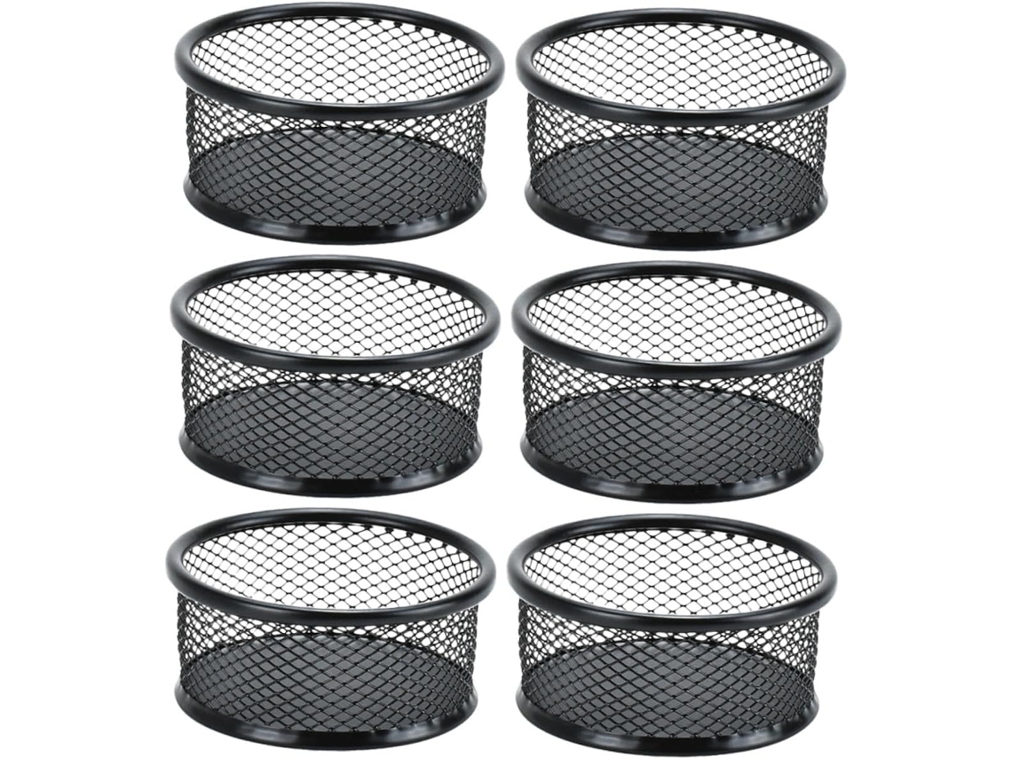 Organizador De Clips De Papel De Mesa Tamanho Médio, Recipiente De Malha Metálica Preta, Conjunto De Gokoco