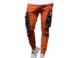 2026 pantalones Cargo Casual para Hombre Jogging Joggers Combate Tracksuit Bottoms Pmv M Naranja
