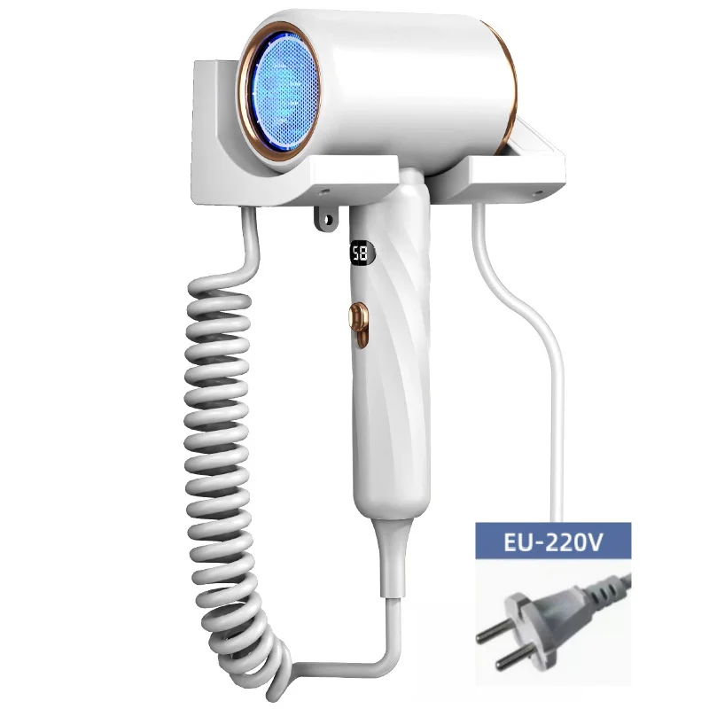 (branco) Secador De Cabelo De Parede Com Visor De Temperatura Em Led