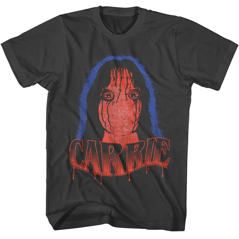 Unisex Adult T-shirt Rockinstone Carrie Movie Face Carrie Solid Smoke Sizel