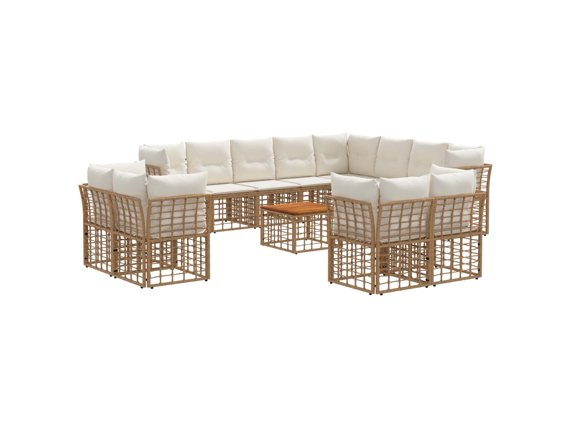 Vidaxl Conjunto de Sofás para Exterior 13 Pcs Natural e Branco Creme