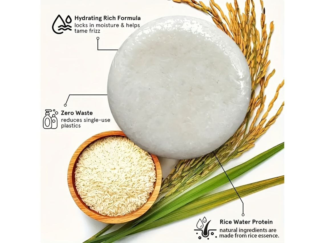 Sabonete 60g Rico Agua Arroz Natural Adaptável Todo Cabelo, Xampu Suave para Banho. STELASPLEN