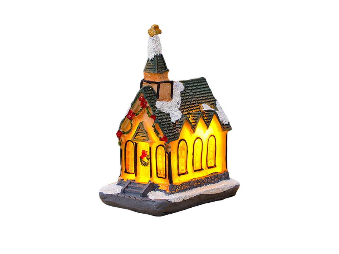 Laxiscreed Casa De Natal Em Resina Pequena Com Luz E Neve, Decoração Natalícia E Presente De Estilo B