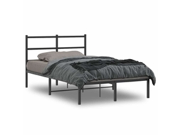Vidaxl Estrutura de Cama com Cabeceira 120x190 Cm Metal Preto