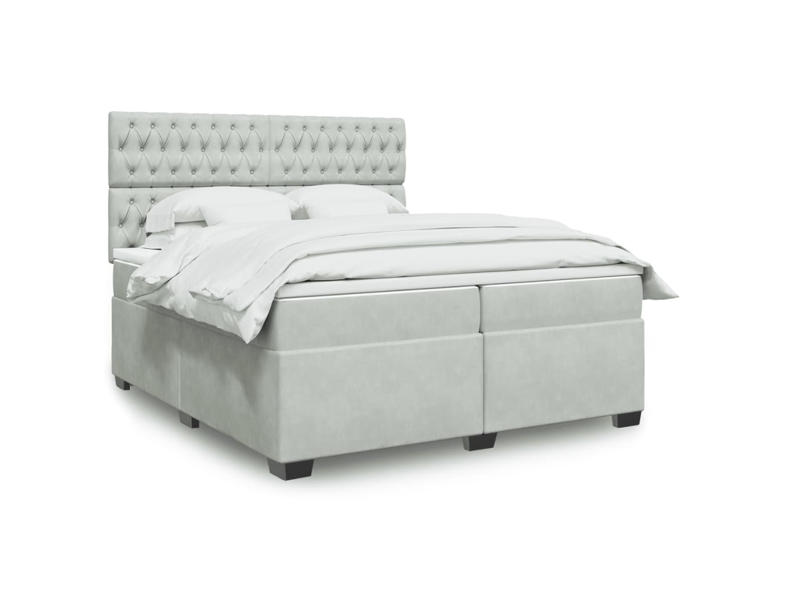 Vidaxl Cama Com Molas/colchão 200x200 Cm Veludo Cinzento-claro