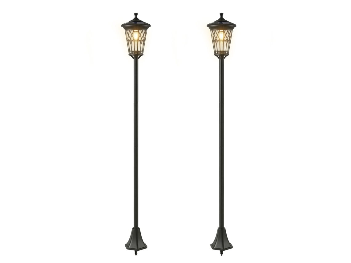 Conjunto De 2 Candeeiros Solares De Jardim Com Altura Ajustável, 2 Modos De Brilho E Ip44 Impermeável Para Terraço E Pátio, Preto