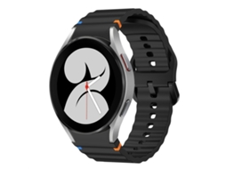 Bracelete Para Samsung Galaxy Watch 4 (40mm/44mm) - Silicone Costurado Com Padrão De Onda - Preto