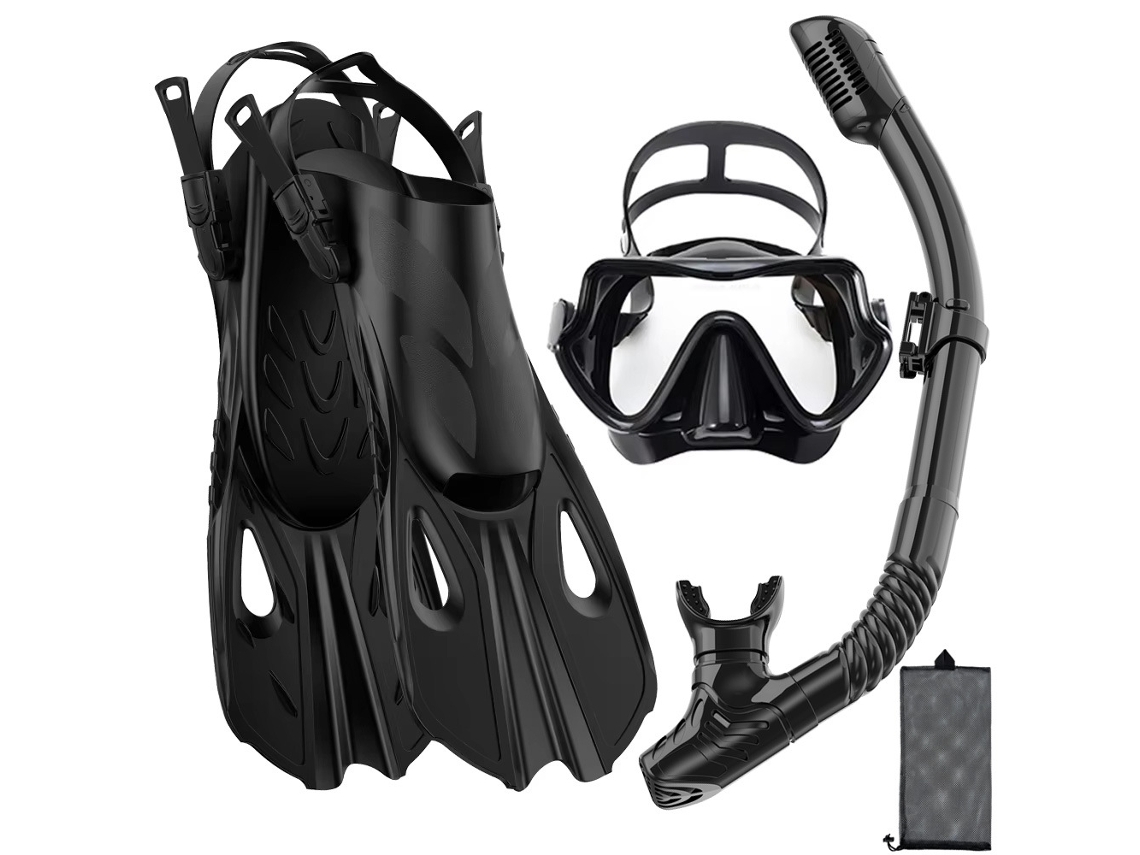 Kit De Snorkeling Antifog E Estanque – Tamanho L/xl, Ideal Para Mergulho Preto