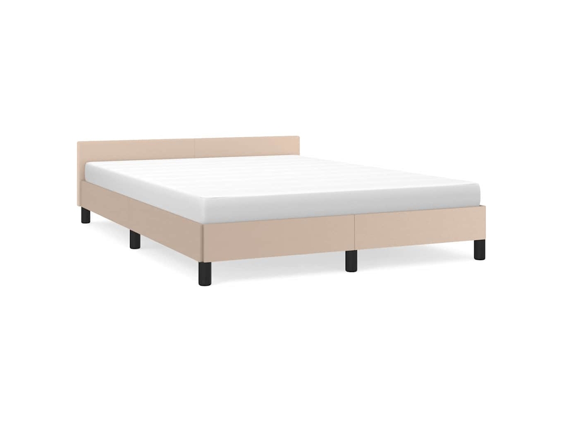 Bed Frame With Headboard, Bed Frames With Headboard Vidaxl Marrom Couro Artificial (140 X 190 Cm)