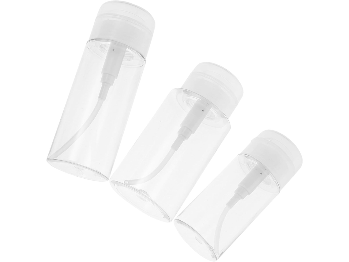 Conjunto De 3 Frascos De Plástico Para Viagem Com Bomba De Pressão, Fáceis