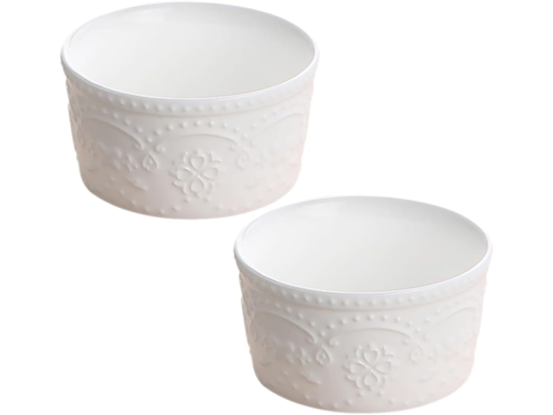 Conjunto De 2 Tigelas De Sobremesa De Cerâmica Para Mousse, Pudim, Bolos E Mais -