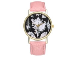Relógio masculino Zhoulianfa T247-a rosa, analógico, de quartzo, com pulseira de PU.