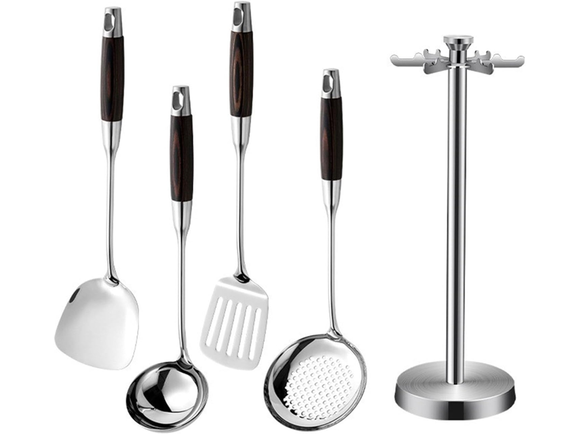 Conjunto De Acessórios De Cozinha Em Aço Inoxidável, Escumadeira E Concha De Servir Com Cabo.