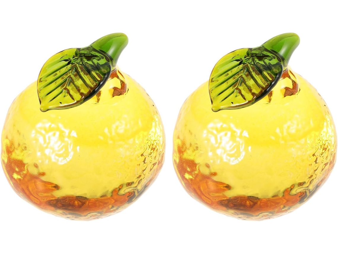 Conjunto De 2 Estatuetas De Frutas Em Cristal Branco, 5 Cm (2 Polegadas), Para Decoração.